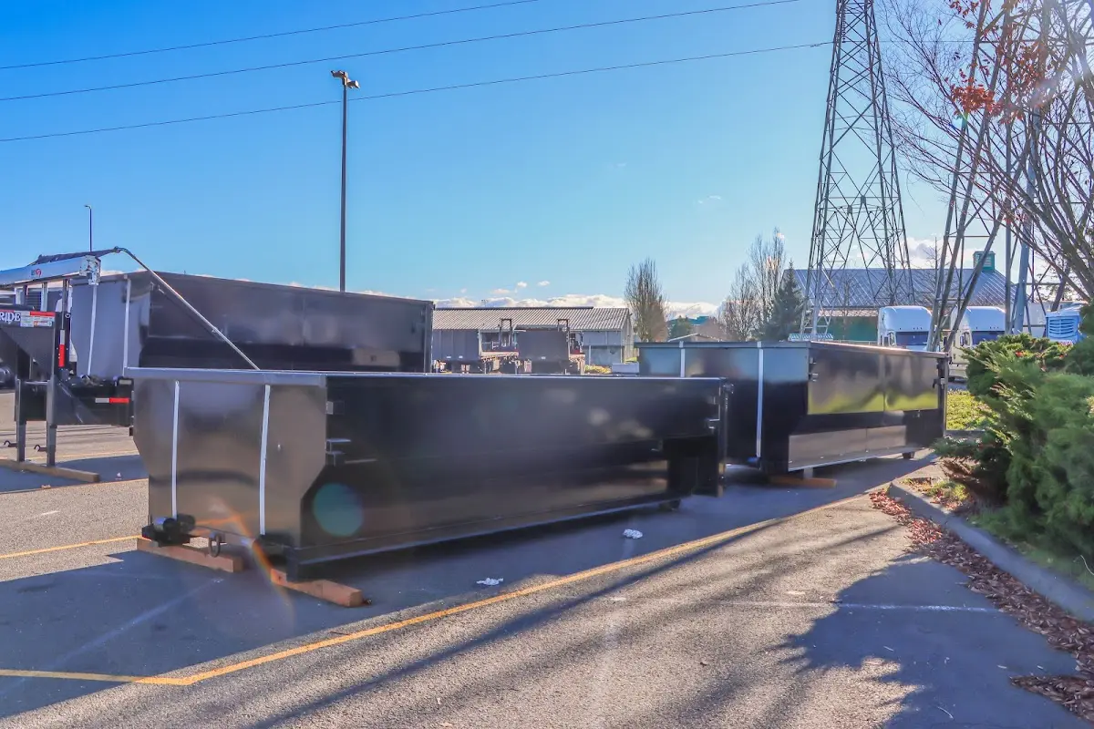 Roll-off dumpster ready for waste disposal at job site for 6 Yard Dumpster Rental in Whitestown